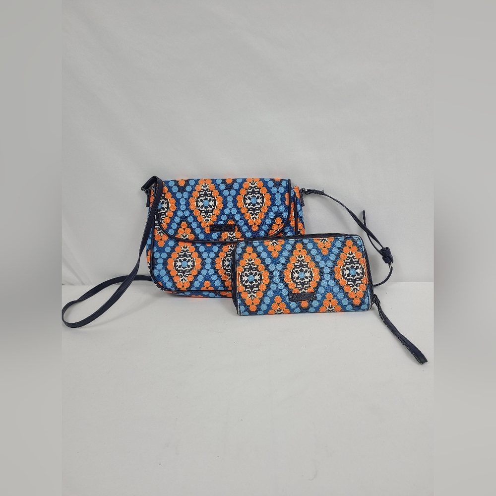 Vera Bradley Flap Crossbody Marrakesh Beads Purse Bag And Wallet Set